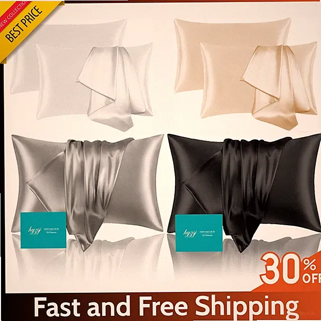 100% Mulberry Silk Pillowcase 25 Momme - Hair & Skin Friendly, Hidden Zipper