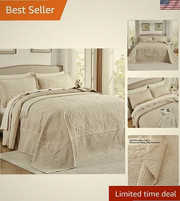 Alaska King Bedspread 132x 120, Oversized King Bedspread Extra Wide, 3 Piece...