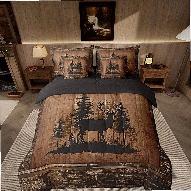 Comforter Set with Sheets King Size 7 Piece Kids Rustic Hunting Bedding Set Cabi