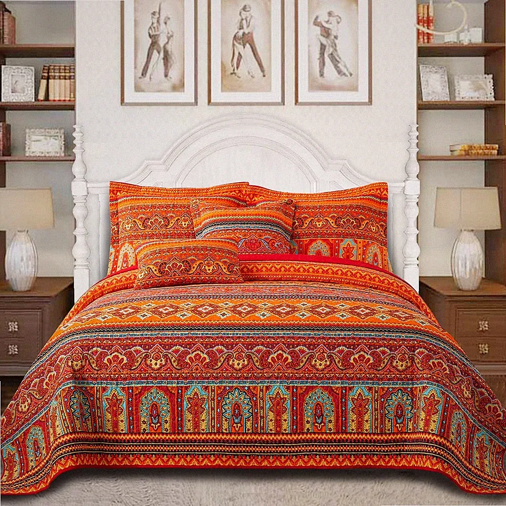 Cotton Quilt King Size Bedding Set - 3 Pieces King Quilt Bedding Set, Boho Ki...