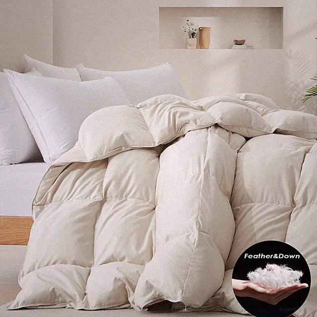 HOTEL Ultra Soft Cozy Sient Oversized Down Comforter, King or Queen Bed Blanket
