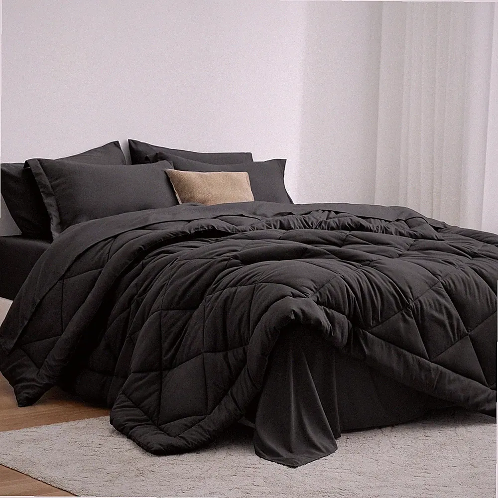 King Size Comforter Set, 7-Piece All Season Bedding, Includes Sheets