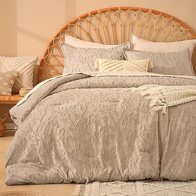 King Size Comforter Set Oatmeal, 3 Piece Tan Boho Shabby Chic Bedding,（104x90In）