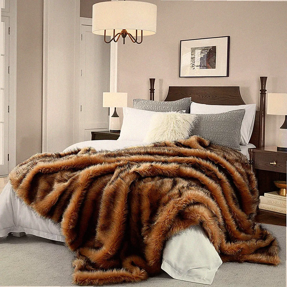 King Size Faux Fur Blanket - Oversized, Soft, Warm Throw for Sofa & Bed