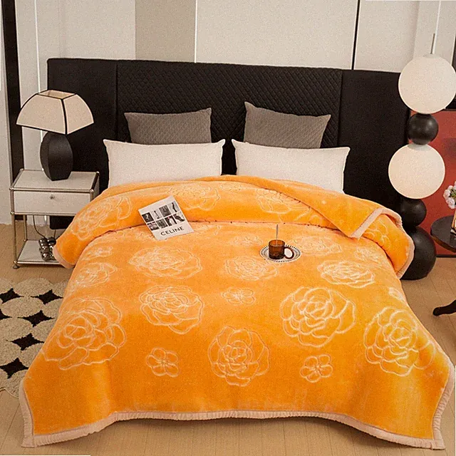 Korean Mink Fleece Organic King Blanket, 2 Ply Reversible Silky Soft Plush Warm