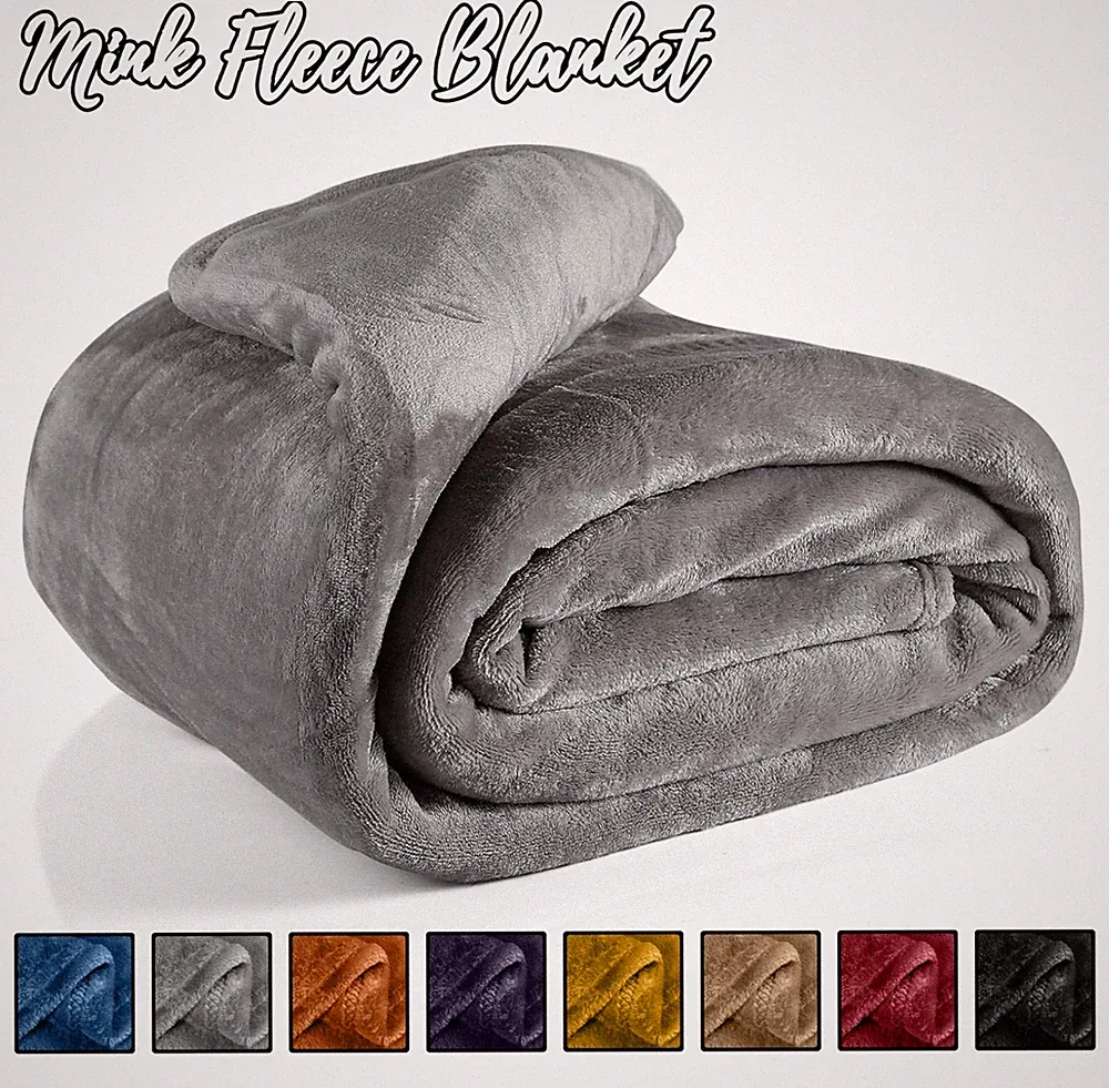 Large Mink Fleece Blanket Soft Light Weight Bed Blankets Throws Twin Queen Size