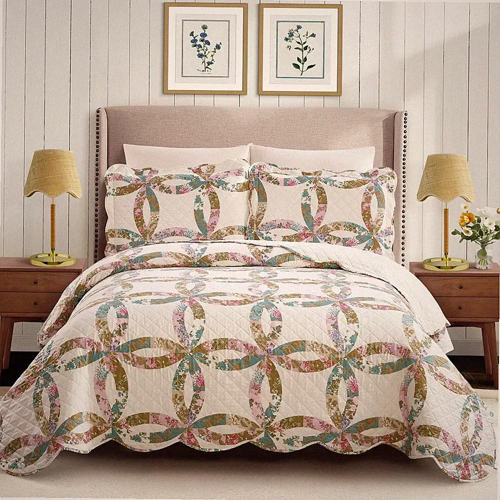Modern Heirloom 3pc King Dahila Chain Quilt Bedding Set