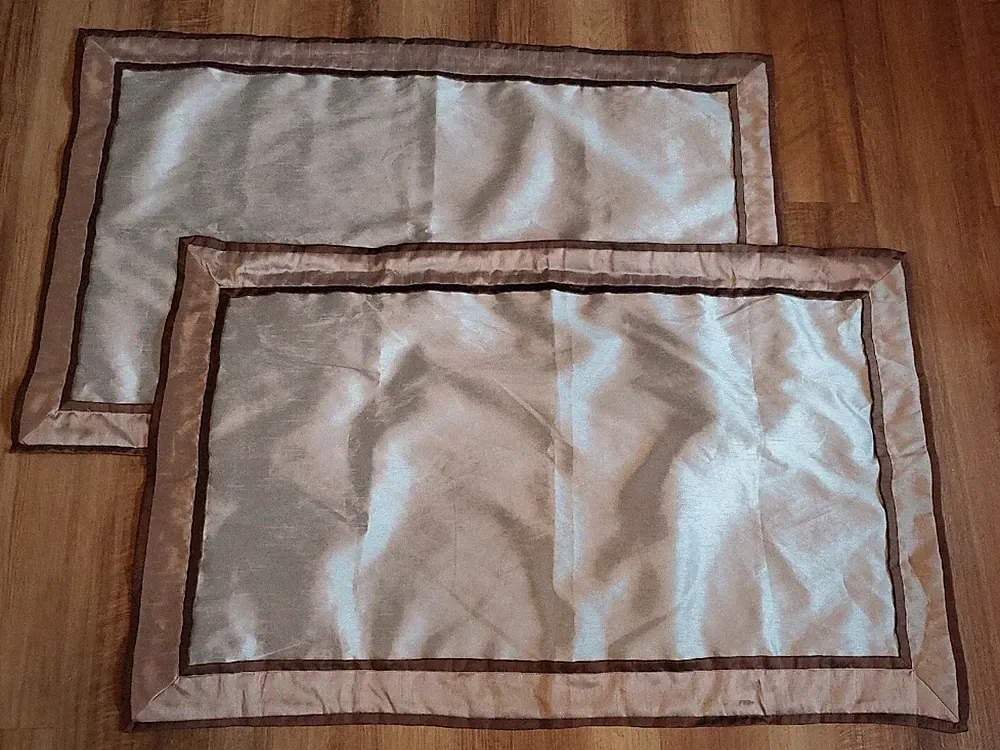 Park Avenue Presidio Faux Silk 2 King Pillow Shams Blue Tan Gray Brown 20x36