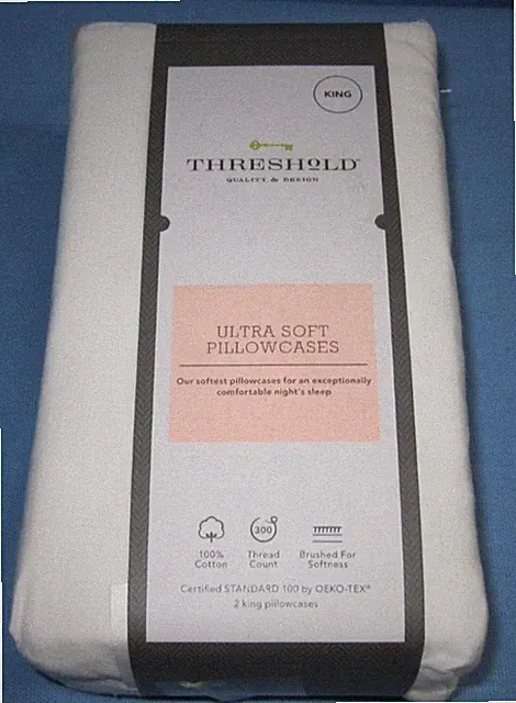 Threshold Two Pack of Ultra Soft White King Size Pillowcases